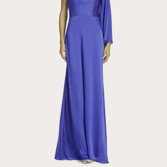 Sachin & Babi French Blue Keely Asymmetric Crinkled Gown - Picture 6 of 6